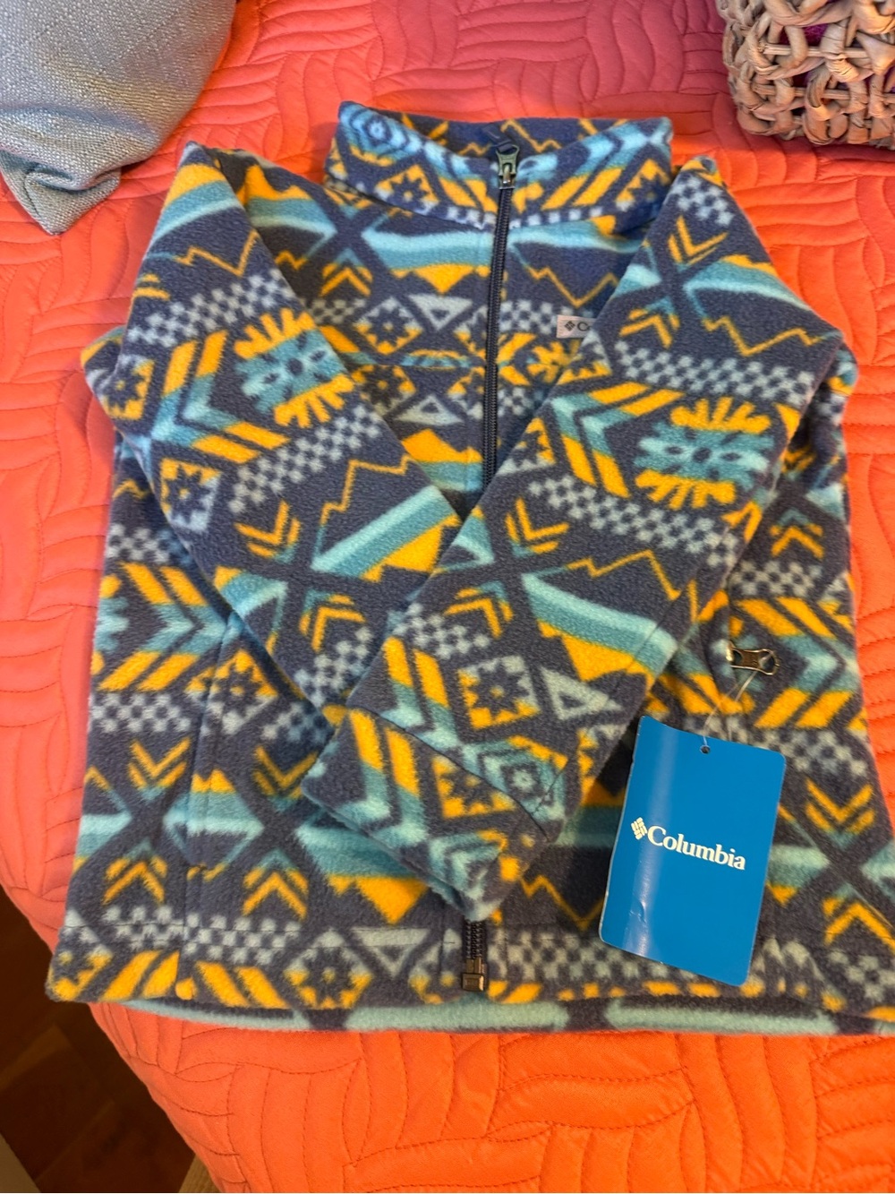 Columbia Kids Geo-Print Fleece Jacket - Blue, Yellow, Teal
